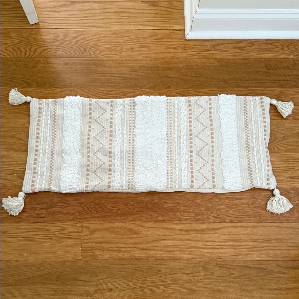 Boho Beige and White Tassel pillow cover